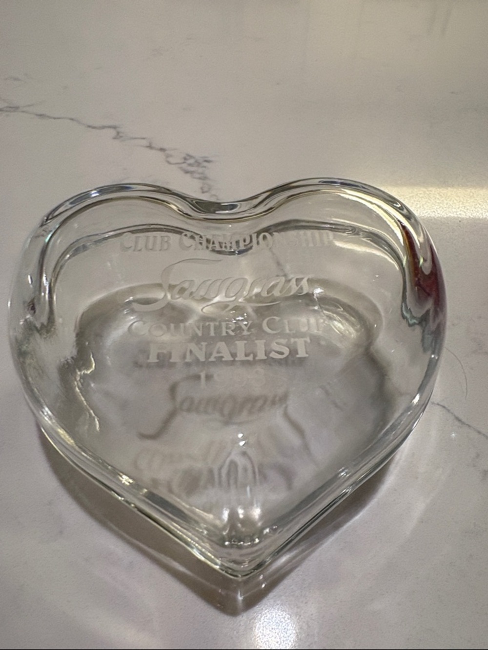 Heart-Shaped Glass Dish - Clear Sawgrass Golf finalist gift…